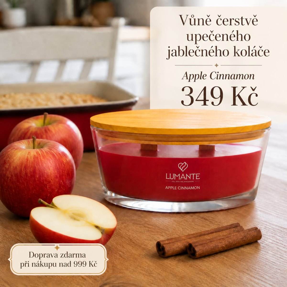 Produktový banner: svíčka Apple Cinnamon s jablky, 349 Kč